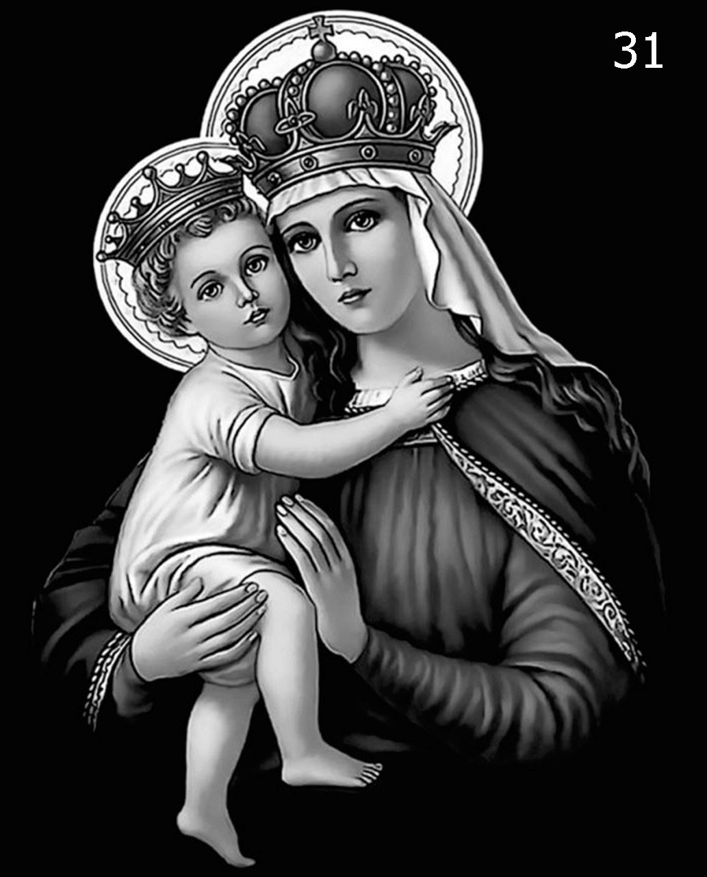 Икона Девы Марии с младенцем на гранит
